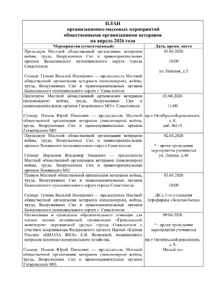 План на апрель 2026 г.